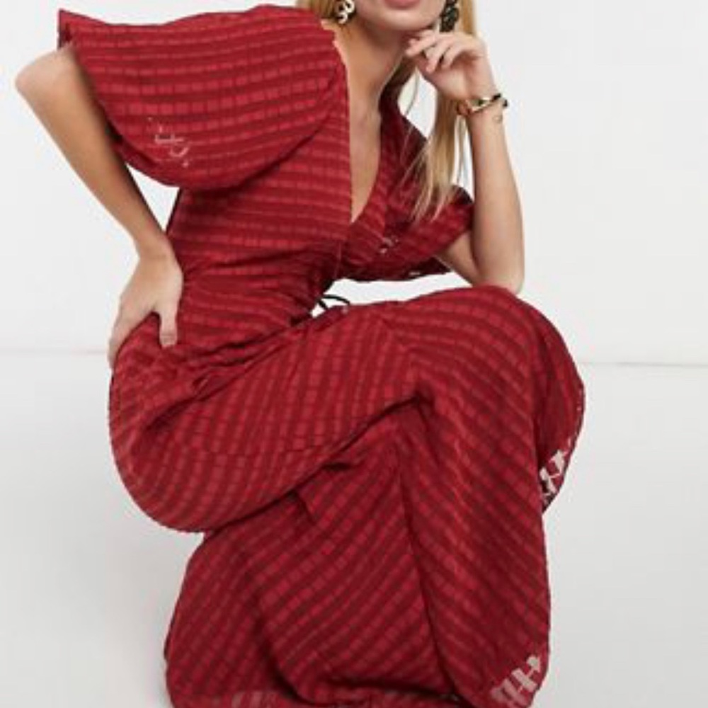 Red ASOS midi wrap dress